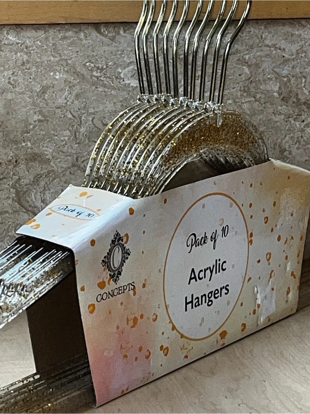 Gold Acrylic Hangers - Pack of 10